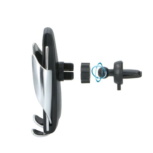Dunlop Support Téléphone Avec Charge Sans Fil Technologie Qi Pivotant 360º Noir/Argent