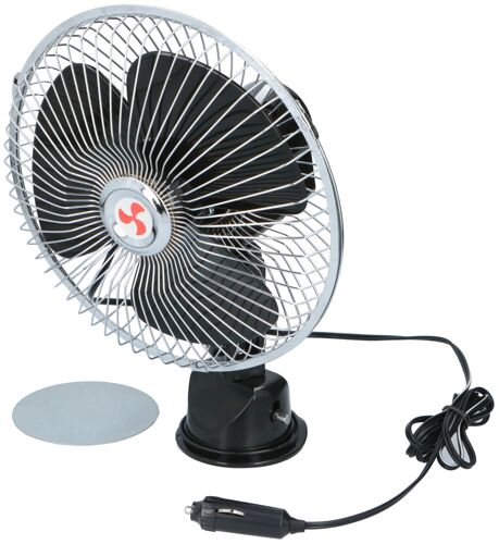 All Ride Ventilateur pour Camion 24V Petit Ventilateur avec Ventouse - Accessoires pour Camions - Ventilateur de Voiture pour Tableau de Bord - Métal/Plastique - Noir/Argent