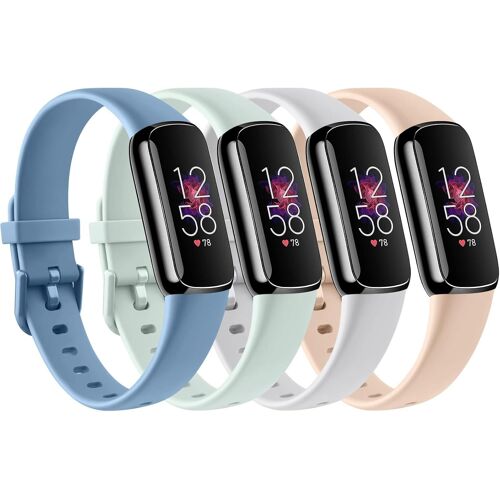 Bracelets Compatibles Avec Fitbit Luxe Pour Homme Et Femme, Lot De 4 Bracelets De Rechange Réglables En Silicone Souple Pour Fitbit Luxe Uniquement
