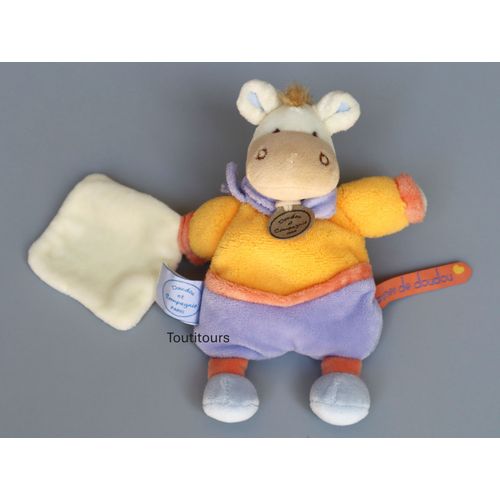 Doudou âne orange bleu mouchoir Graine de doudou et Compagnie