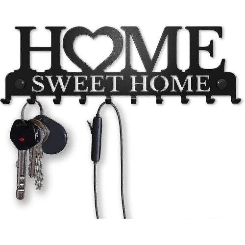 Porte-clés mural compatible Home Sweet Home (10 crochets) décoratif, cintre métallique compatible avec porte d'entrée, cuisine ou garage | Magasin, travail, voiture,