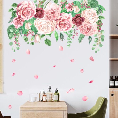 Autocollants muraux en fleurs, papier peint décoratif amovible en vinyle pour la maison, décoration de salon pour enfants, feuille verte, tournesol