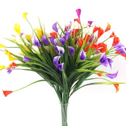Plantes artificielles d'extérieur, 6 pièces, fleurs en plastique, fausse Calla verte pour décoration de jardin de maison