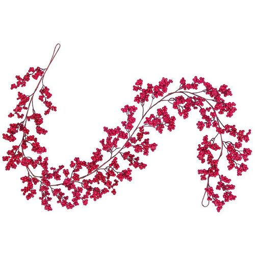 Guirlande de baies rouges artificielles de noël, 5.9 pieds, guirlande de noël rouge bordeaux, pour décorations de cheminée, décor de vacances