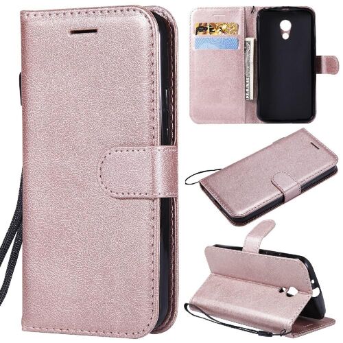 Flip Étui Pour Motorola Moto G2 Étui De Téléphone Portefeuille D'affaires Avec Fente Pour Carte Couleur Solide Classique Cuir De Haute Qualité - Couleur Rose