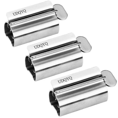 Presse-tubes, lot de 3, en acier inoxydable, pour dentifrice (argenté)