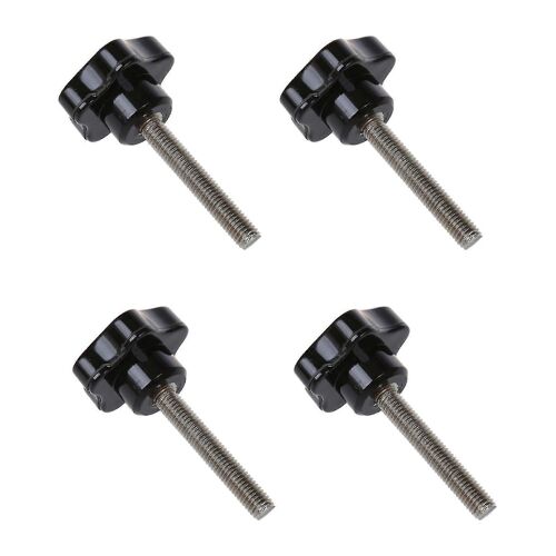 Lot de 4 vis de serrage de rechange pour bouton étoile M8 x 50 mm, noir et argenté