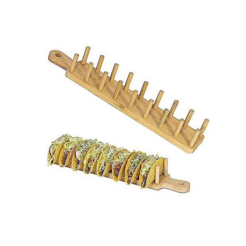 Porte-Tacos En Bambou, Peut Contenir 8 Tacos Chaque Plateau À Tacos, Supports À Tacos À Coque Dure Multi-Usages Également Pour Tortillas, Burritos, Charcuterie