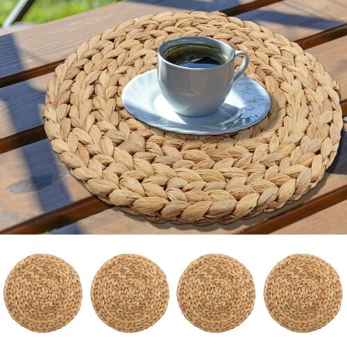 Napperons Ronds Tissés Pour Table À Manger, Napperon Tressé En Paille, Résistant À La Chaleur, Antidérapant, Service À Thé Pour La Maison