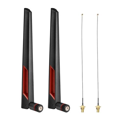 Antenne Wifi Double Bande 8Dbi 2.4Ghz 5Ghz 5.8Ghz Antenne Rpsma Avec 15Cm U.Fl/Ipex Vers Rp-Sma Câble D'Extension Pour Carte Mini Pcie Routeur Sans Fil, Pc De Bureau, Répéteur(2 Pièces)