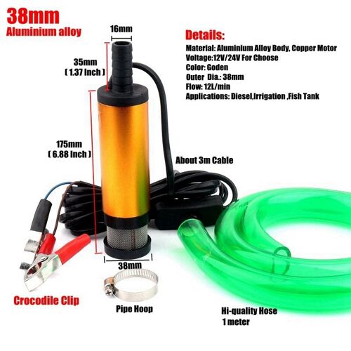 Pompe Submersible En Acier Inoxydable, 38mm, 12v, 24v, 12l/Min, Système D'irrigation De Jardin, En Alliage D'aluminium, Pour Réservoir De Poisson