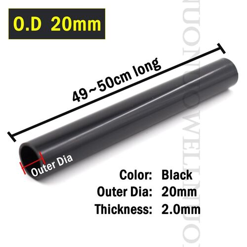 Tuyau en PVC noir pour serres, tube de cadre de plantation hydroponique, tuyau de requête, étagère à chaussures, raccords de tuyauterie de bricolage, 50cm de long, OD 20   50mm, 2 pièces