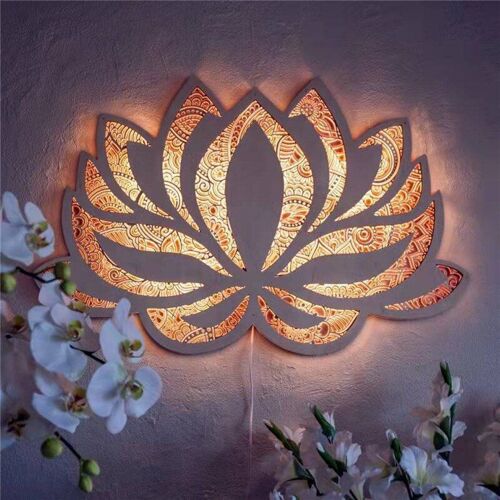 Lumi¿¿Re Mandala En Fleur De Lotus, 1 Pi¿¿Ce, D¿¿Coration Artistique Pour Salle De Yoga, Veilleuse Murale Suspendue Pour La Maison