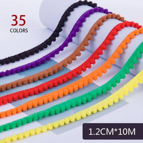 Mini Ruban ¿¿ Franges Pom Pom, 10 M¿¿Tres, Pour Garniture De Boule, Pompon, Dentelle, Tissu Kintt¿¿ Pour Couture, Rideau, V¿ºtement, Artisanat Fait ¿¿ La Main