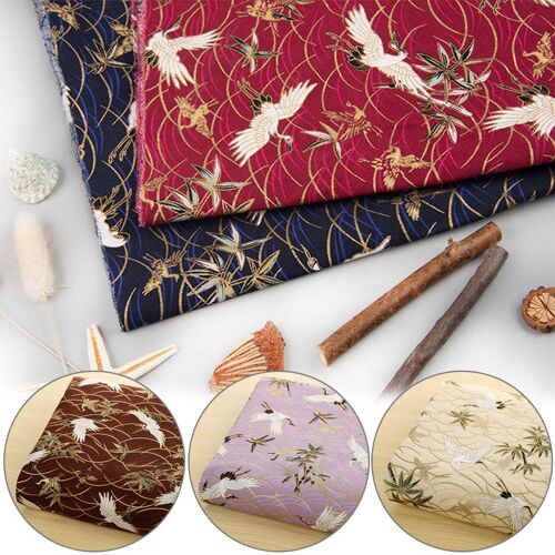 Tissu Imprim¿¿ De Grue De Style Japonais, Popeline De Haute Densit¿¿, Tissu De Nuage De Grue Bronzant Pour Bricolage, Patchwork De Couture Kimono Cheongsam