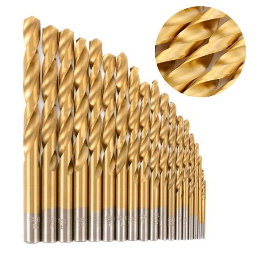 Jeu de 19 forets diamant en acier rapide, rev¿ºtu de titane, Twist 1-10mm arche