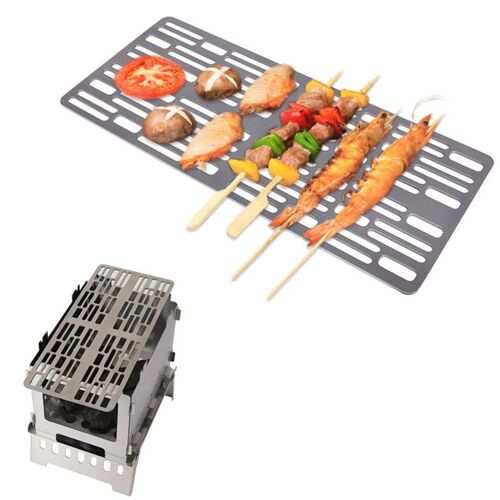 Plaque De Gril En Acier Inoxydable, R¿¿Chaud De Camping En Plein Air, Filet De Gril, Plaque De Barbecue Au Charbon De Bois Pour Barbecue, Randonn¿¿E En Brousse