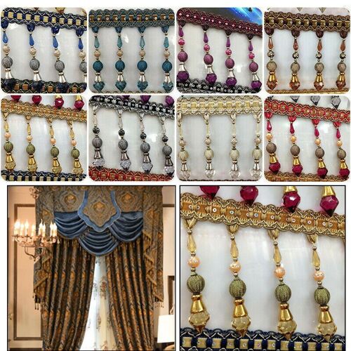 Garniture De Rideau ¿¿ Franges, 2 M¿¿Tres, Perle De Cristal, Bordure De Rideau, Accessoire De D¿¿Coration, Artisanat De Tapisserie, Bricolage