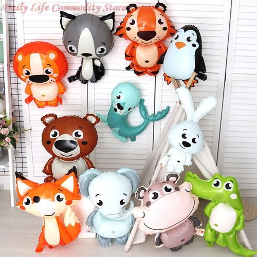 Ballon ¿¿ h¿¿lium en forme d'animaux, 12 pi¿¿ces, mignon, en aluminium, ¿¿cureuil, renard, pingouin, d¿¿corations pour f¿ºte pr¿¿natale, anniversaire, jouet pour enfants, Globos ¿¿ Air