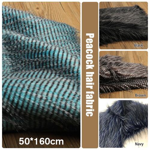 Tissu En Fausse Fourrure En Peluche, 160x50cm, 6cm De Long, Pour Arri¿¿Re-Plan, Accessoires Pour Photo, V¿ºtements, Manteau, Col, Fourrure De Paon, Renard, Jacquard