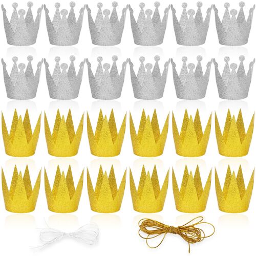 Couronne En Papier Dor¿¿ Et Argent¿¿ Pour Enfant Et Adulte, D¿¿Coration De F¿ºte D'anniversaire, Flash, 12/24 Pi¿¿Ces