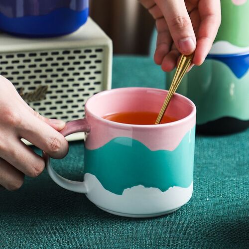 Tasse En C¿¿Ramique Peinte De Style Nordique, Tasse Mignonne Avec Poign¿¿E, Tasse De Th¿¿ Au Lait, Tasse De Caf¿¿, Tasse De Petit D¿¿Jeuner, Nouveaut¿¿ Cadeaux