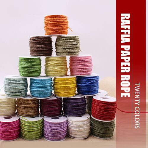 Fil de paille en raphia naturel, 3 rouleaux, pour l'¿¿t¿¿, tricot ¿¿ la main, Crochet, chapeau, sac ¿¿ main, paniers, mat¿¿riel de tricot, fils color¿¿s de 30 m¿¿tres