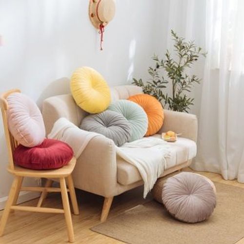Coussin Rond En Velours Doux ¿¿ La Mode, Coussin De Si¿¿Ge En Forme De Citrouille, Roue Pliss¿¿E, Coussin De Sol Pour Canap¿¿, Lit De Voiture, Chaise