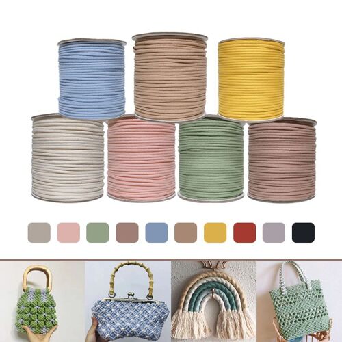 Fil De Coton En Macram¿¿ Color¿¿ De 100 M¿¿Tres, Corde Torsad¿¿E De 3mm, Pour Bricolage, Artisanat, Textile De Maison, D¿¿Coration De Mariage