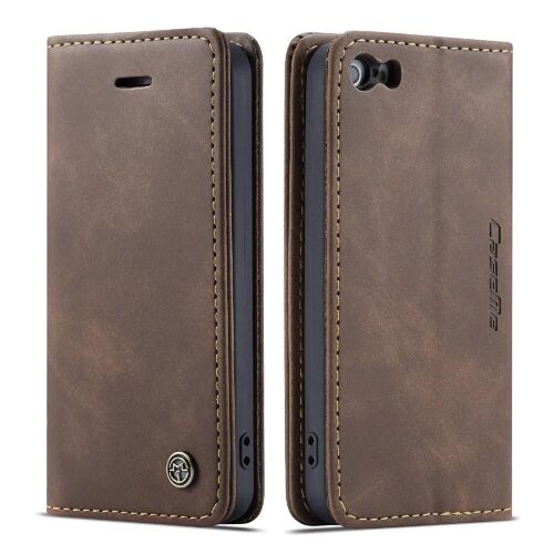 Flip Étui Pour Iphone 5s Livre Flip Folio Portefeuille En Cuir Pu Vintage Étui Avec Fente Pour Carte, Fermeture Magnétique Antichoc - Le Brun