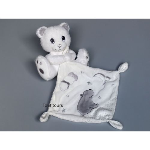 Doudou ours blanc gris mouchoir Simba Toys