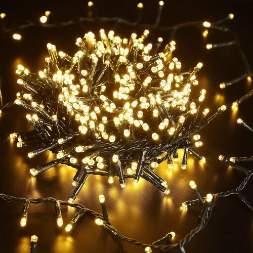500 LED Extérieur Electrique 12.5M Blanc Chaud Fil Vert Lumière Intérieur avec 8 Modes Etanche pour Noël Fête Mariage Hôtel Maison Décoration