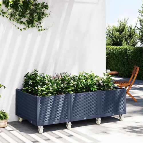 Prolenta Premium - Jardinière À Roulettes Bleu Gris 150x80x54 Cm Pp