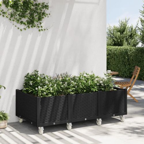 Prolenta Premium - Jardinière À Roulettes Noir 150x80x54 Cm Pp