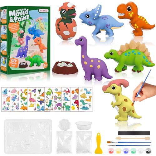KALANKA-Dinosaure Jouet Kit de Peinture Enfant, Jouet de Peinture 3D, Activites Manuelles pour Enfants, Loisirs Créatifs Bricolage Enfant avec Moule Plâtre, Cadeau Fille 6 7 8 9 10 12 Ans pour Annive