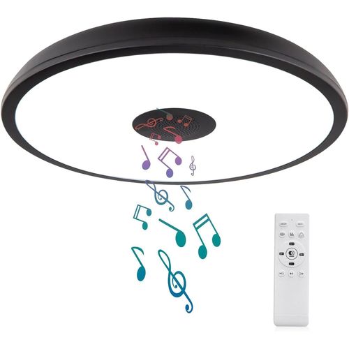 Plafonnier Led De Salle De Bain Avec Télécommande, Ip65, Diamètre : 28 Cm, Lumière À Intensité Variable, Avec Haut-Parleur Bluetooth, Lampe De Salle De Bain Étanche Avec Adaptateur À Vis E27