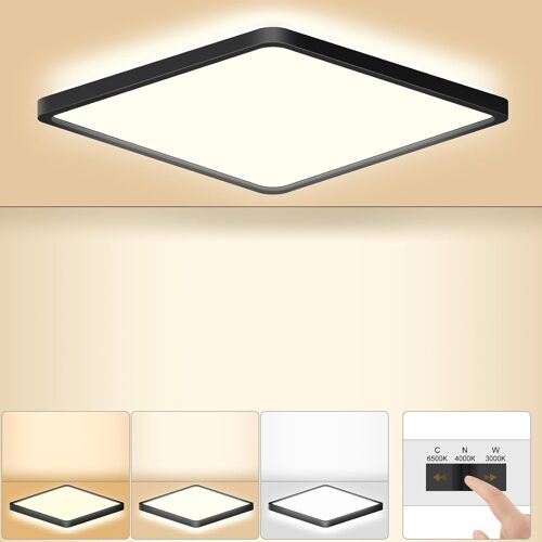 Kalanka-Plafonnier Led, 18w 1800lm Moderne Lumiere Plafond Etanche 3000k 4000k 6500k Carré Plafonnier Luminaire Plafonnier Salle De Bains, Salon, Chambre, Cuisine, Balcon, Couloir 22 * 22 * 3cm