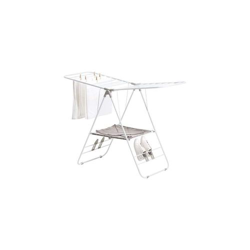 Rayen Corde à linge multifonctionnelle, matEriau rEsistant, tiges XXL, surface de sEchage de 16 m, maille de sEchage dElicate, 4 cintres, 145x61x98cm