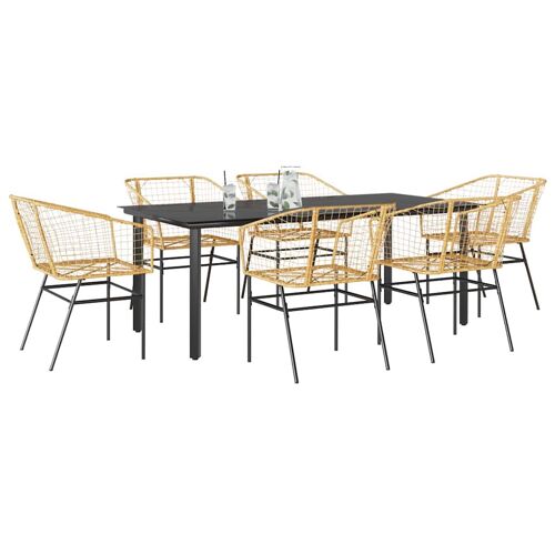 Vidaxl Ensemble À Manger Jardin 7pcs Marron Rpoly Otin Verre