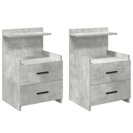 Vidaxl Tables De Chevet2 Pièces Avec 2 Tiroirs Gris Béton 40 X 36,5 X 62 Cm