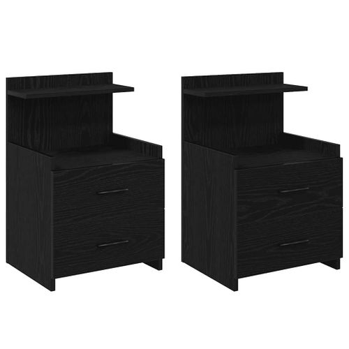 Vidaxl Tables De Chevet2 Pièces Avec 2 Tiroirs Noir 40 X 36,5 X 62 Cm