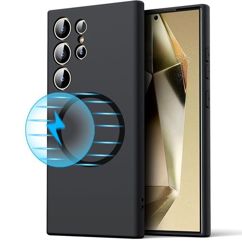 Coque Silicone Pour Samsung Galaxy S24 Ultra, Protection Anti-Rayures Avec Cercle Métal Noir - E.F.Connection