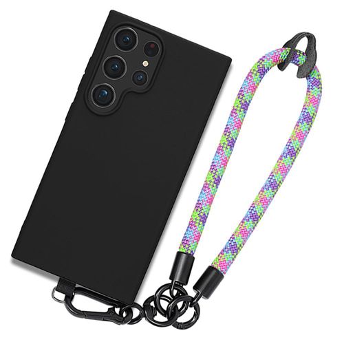 Coque Pour Samsung Galaxy S24 Ultra, Tpu Noir Antichoc Anti-Rayures Avec Bracelet Robuste Multicolore - E.F.Connection