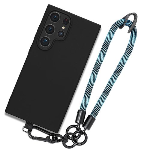 Coque Bracelet Pour Samsung Galaxy S24 Ultra, Noir Antichoc Anti-Rayures Avec Bracelet Amovible Bleu - E.F.Connection