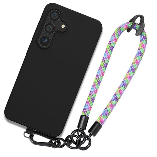 Coque pour Samsung Galaxy S24 Plus / S24+, Noir Protection Souple avec Dragonne Robuste Multicolore - E.F.Connection