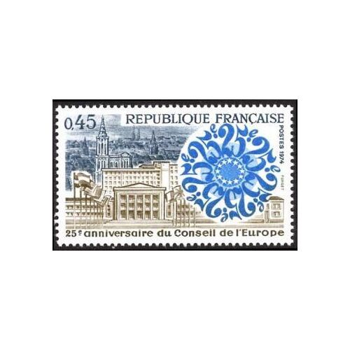 Timbre France 1974 Oblitéré - 25ème Anniversaire Du Conseil De L'europe - 0.45 Yt1792