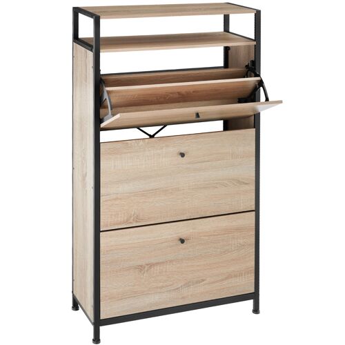 Étagère À Chaussures - Bois Clair Industriel, Chêne Sonoma - 61 Cm