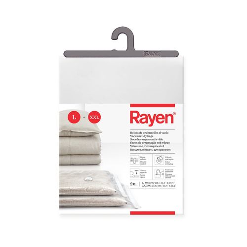 Rayen - Sacs sous vide pour vÃªtements. Housses de rangement sous vide pour les vÃªtements. Paquet de 2 sacs (80 x 100 cm et 90 x 130 cm). Transparent