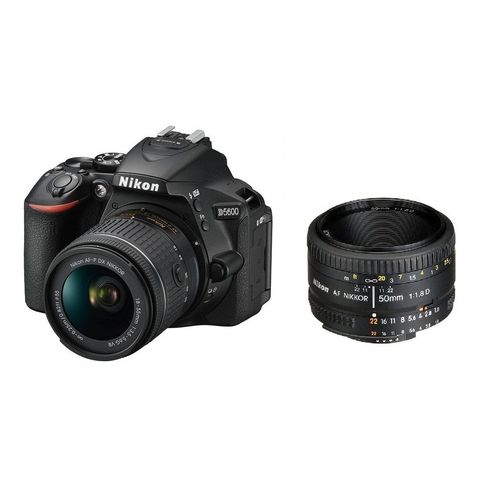 NIKON D5600 reflex 24.2 mpix KIT AF-P 18-55MM F3.5-5.6G VR + objectif AF 50MM F1.8D
