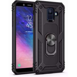 Coque Samsung Galaxy A6 2018 Avec Aimant Anneau Support, 360° Double Couche Renforcée Défense Bumper Antichoc Armure Housse Etui Avec Protection Écran Pour Samsung Galaxy A6 2018, Noir